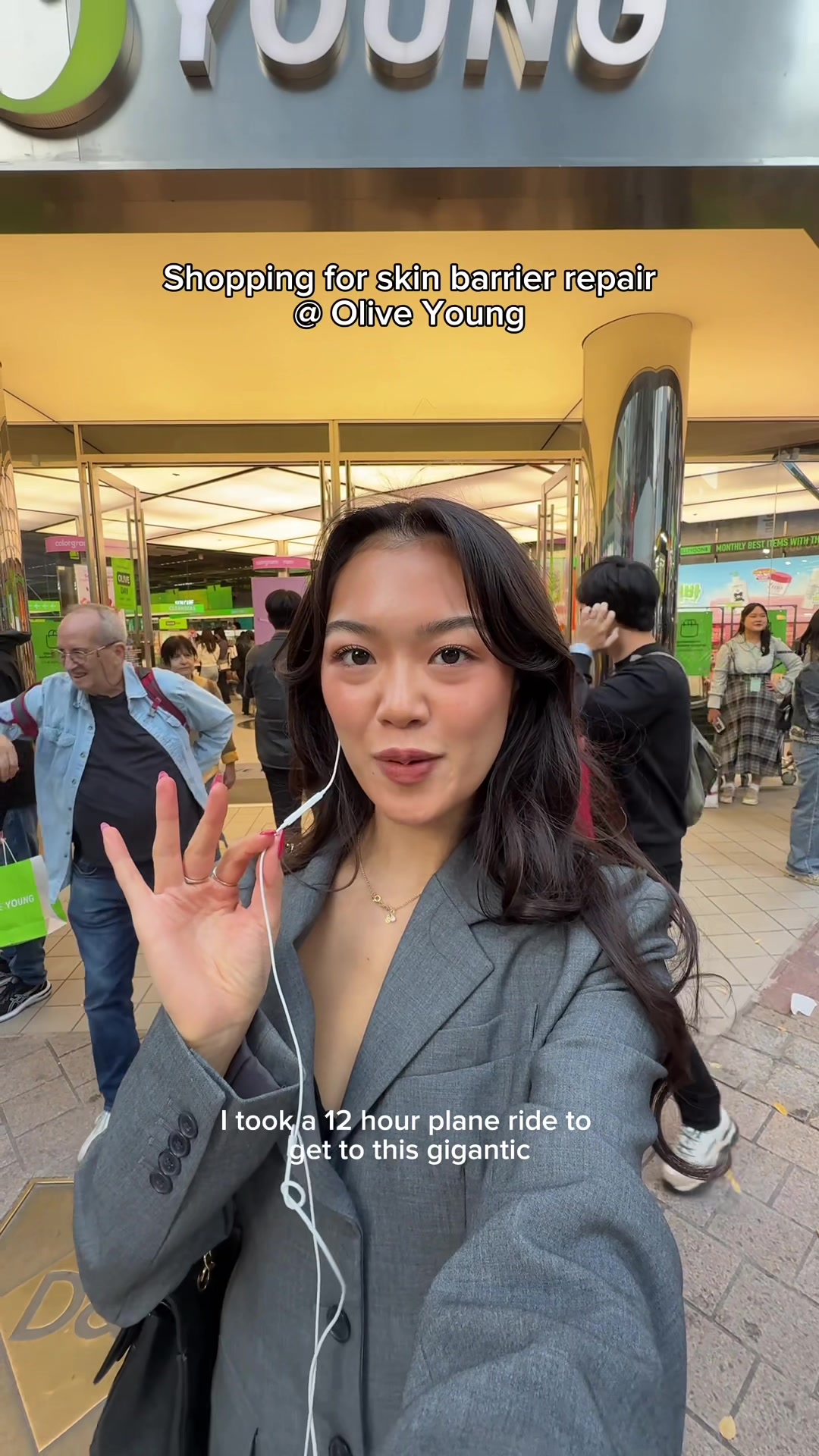 TikTok post by @charinecheungg for LaRochePosayUS. Caption reads: the first thing I did in Korea was look for....