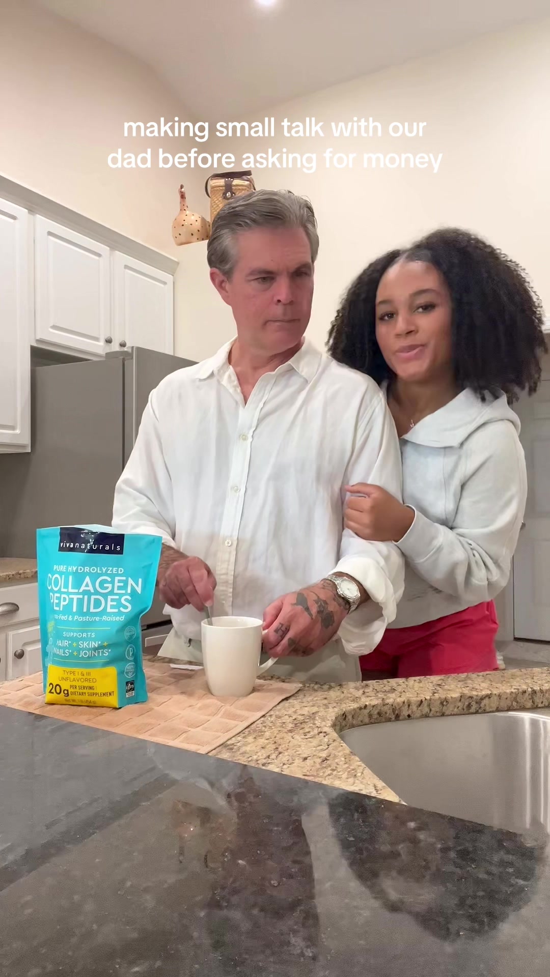 TikTok post by @jordanandjoelle for Viva Naturals. Caption reads: works everytime too #sisters #girldad....