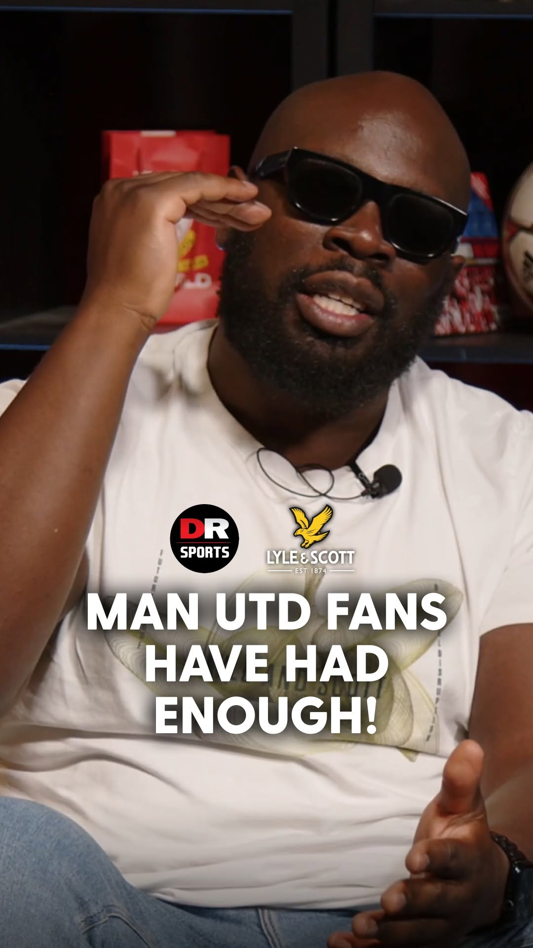Instagram post by @drsports_media for Lyle & Scott. Caption reads: After the club's post-season matches, Man Utd fans....