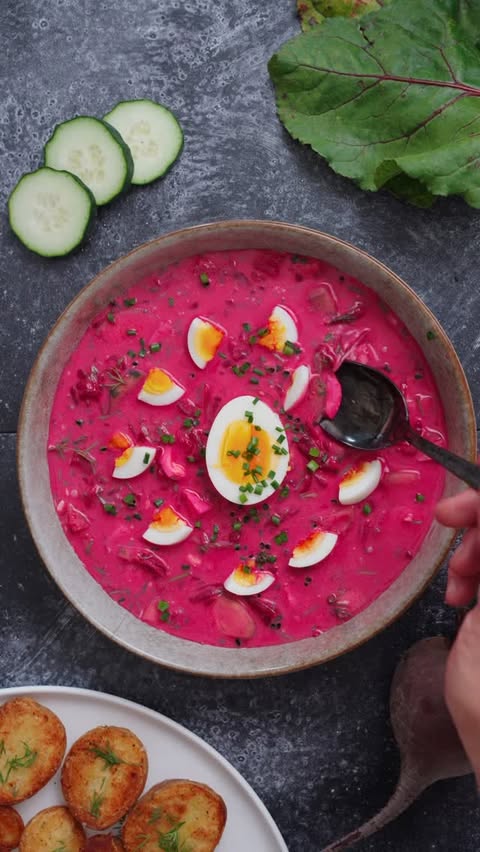 Instagram post by @superfoodsguy for Lifeway Foods. Caption reads: Lithuanian Pink Soup 💖🥒 with @lifewaykefir This....
