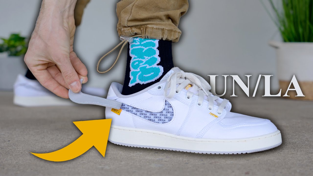 YouTube post by @SethFowler for Sole Premise. Caption reads: UNION LA Air Jordan 1 KO Low REVIEW & On Foot.