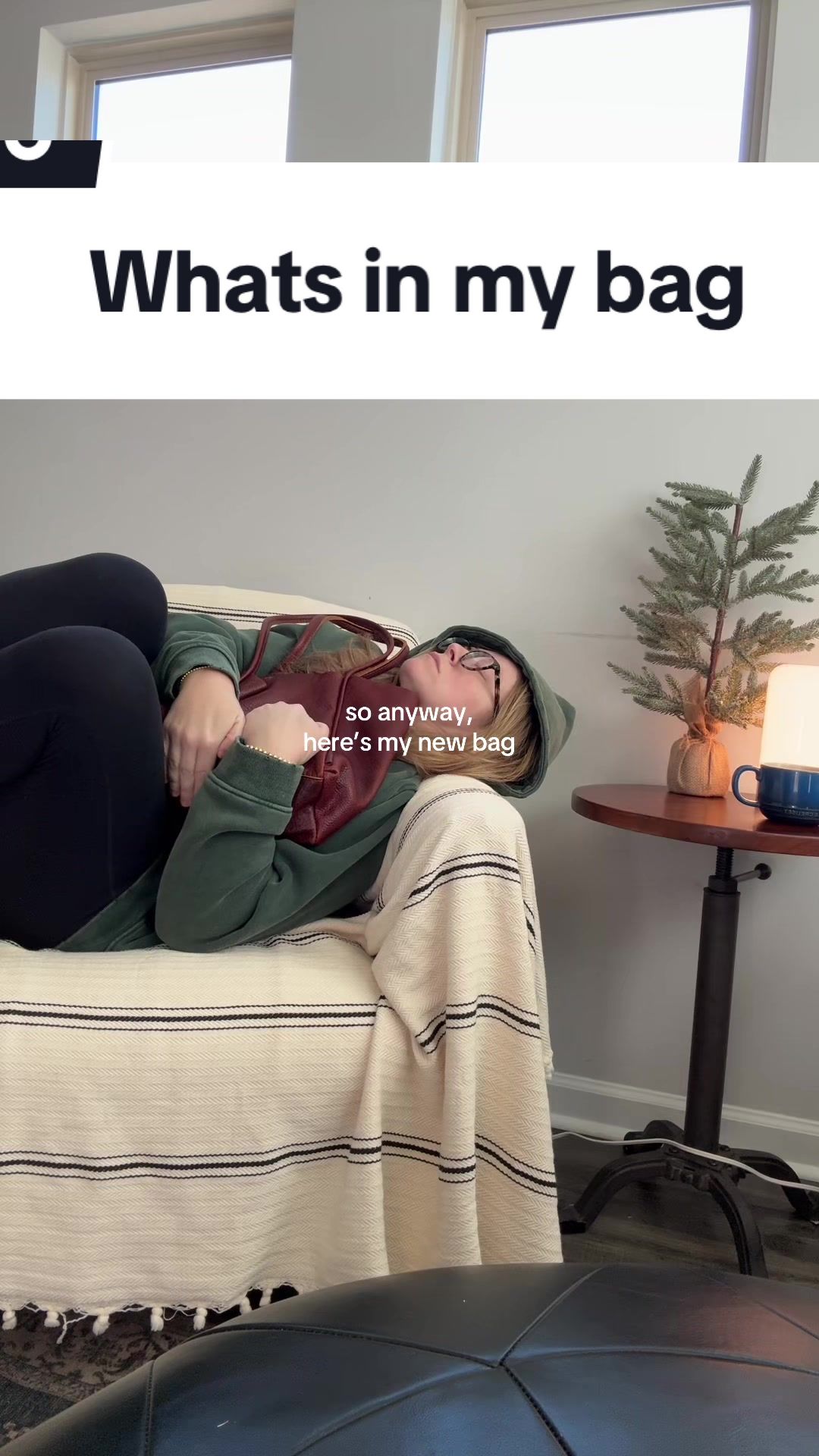 TikTok post by @cindellkimbrough for Portland Leather Goods. Caption reads: It will never be enough 🫦 nutmeg leather, am I....