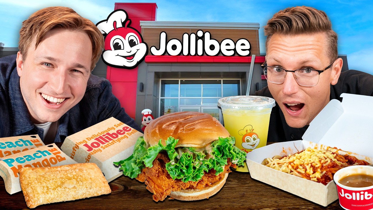 YouTube post by @mythicalkitchen for Mythical. Caption reads: Shayne Topp Eats Jollibee For The First Time.