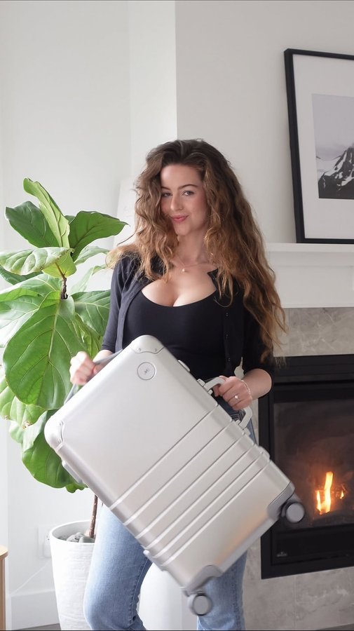 Instagram post by @aliciamaclaren for Monos. Caption reads: [...] the All-Aluminum collection by @monostravel....