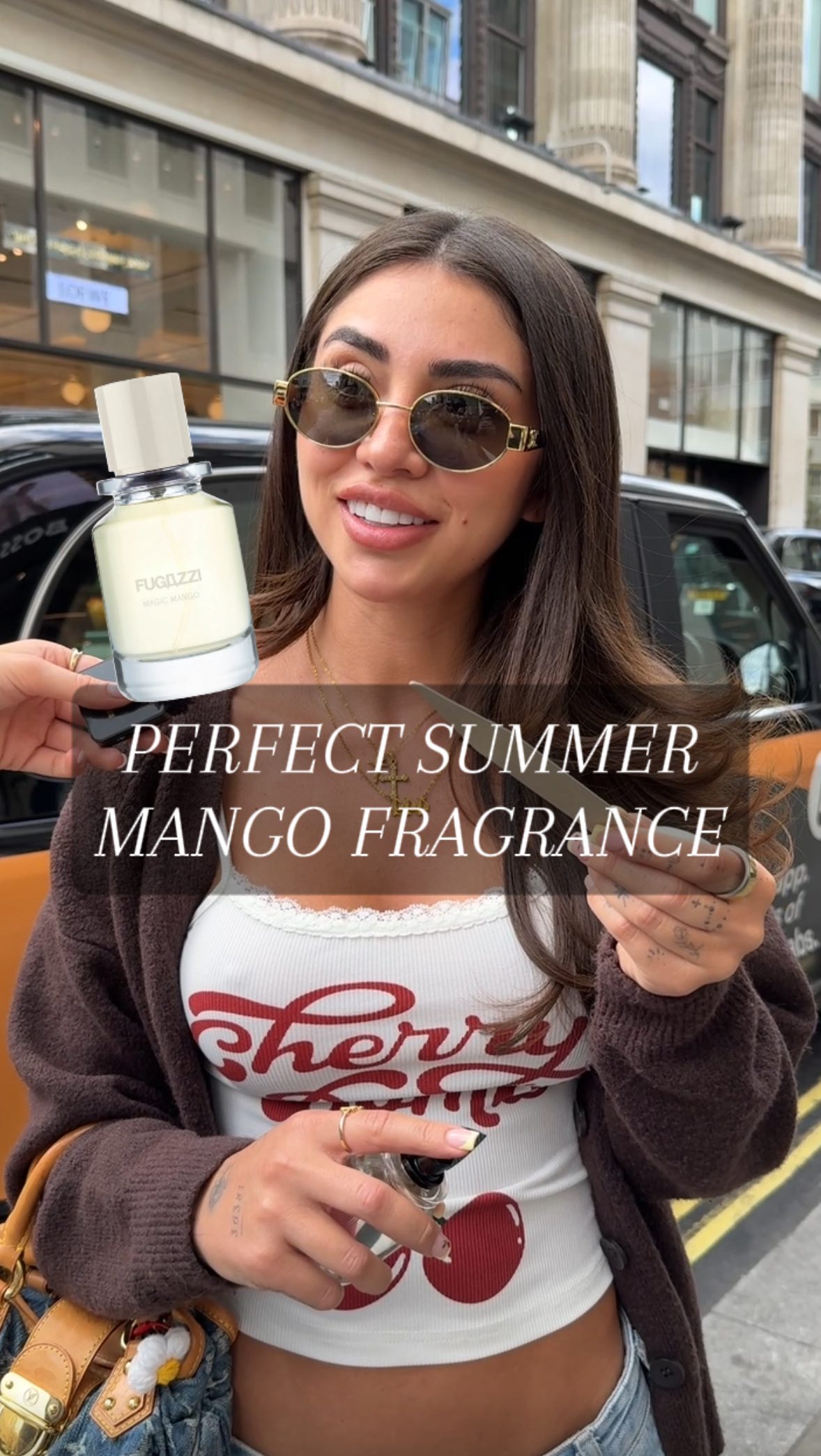 Instagram post by @the___gloss for FUGAZZI Fragrances. Caption reads: [...] cravings 🥭☀️ ✨ Magic Mango by....