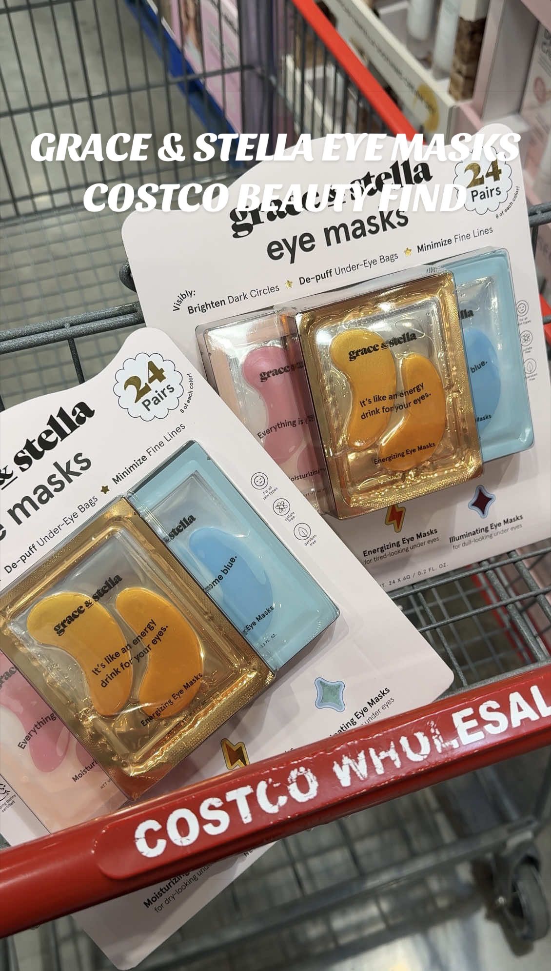 TikTok post by @couponingwithtina for Grace and Stella Russia. Caption reads: My favorite eye masks from @grace and stella are....