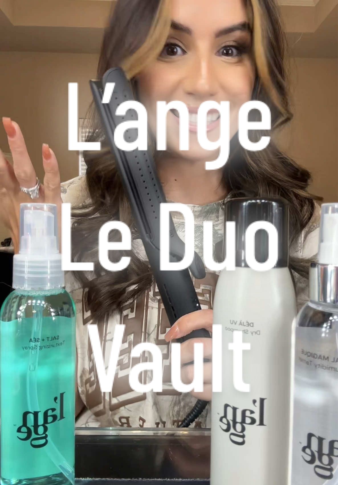 TikTok post by @shop.with.selena for L’ange Hair. Caption reads: [...] hair too! Perfect travel hair tool!....