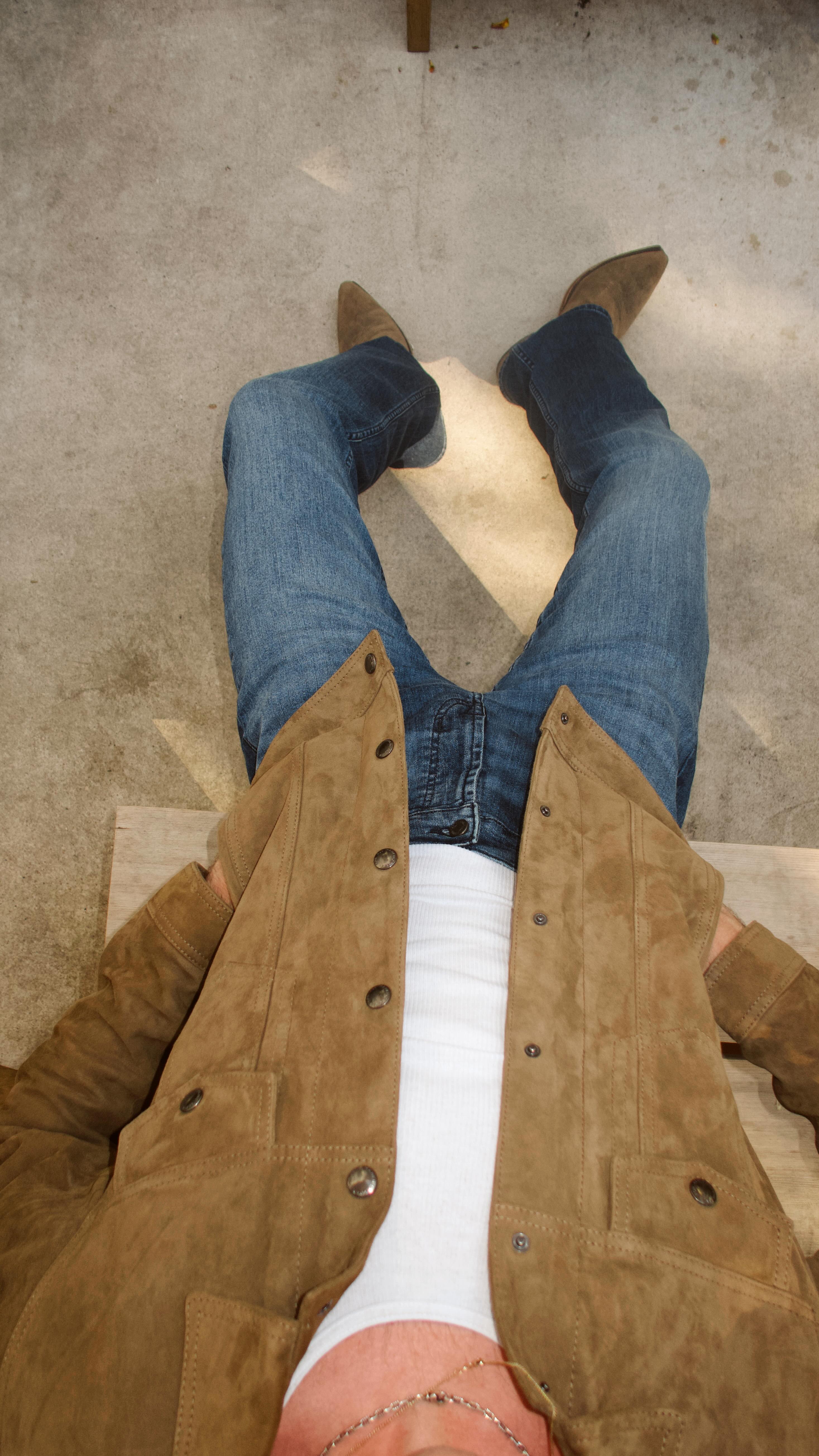 Instagram post by @timalambert for 7 FOR ALL MANKIND. Caption reads: @7forallmankind Airweft Denim collection is always....