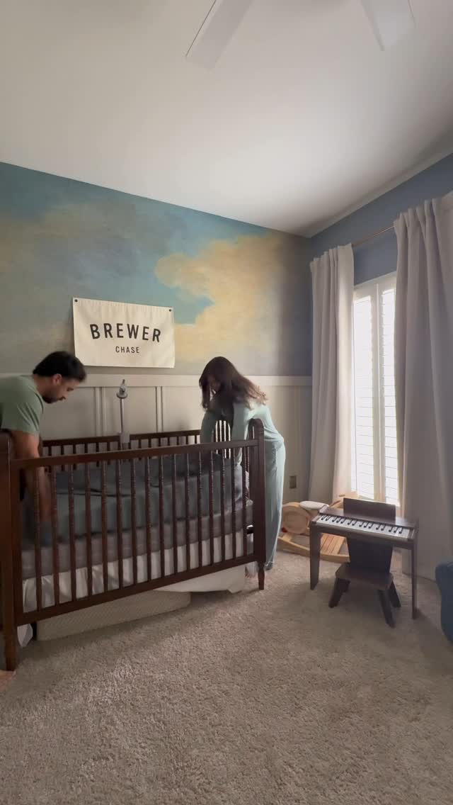 Instagram post by @devincordle for Newton Baby. Caption reads: Refresh Brewer’s crib mattress with me! 

So....