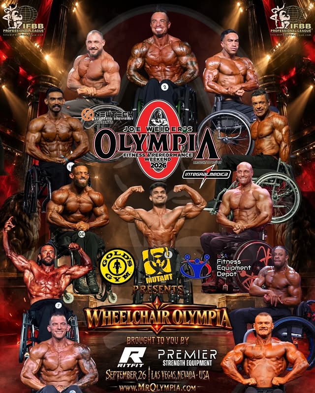 Instagram post by @thebeastwcbb for RitFit. Caption reads: Official 2026 Wheelchair Olympia Poster Approved....
