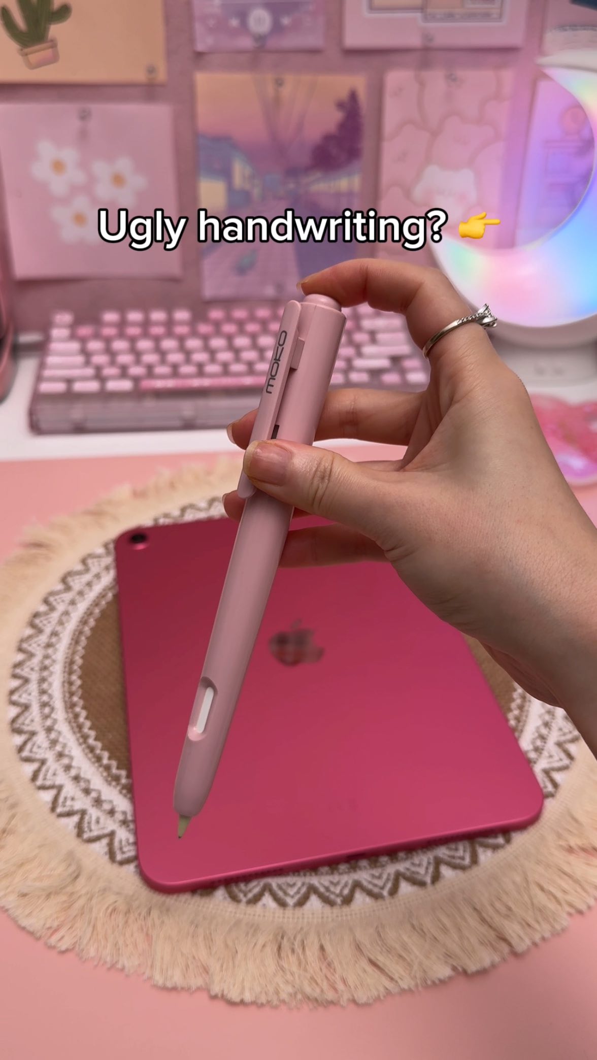 Instagram post by @happydownloads for Paperlike. Caption reads: Ugly handwriting? 👉 Try these iPad tips 💕 Using....