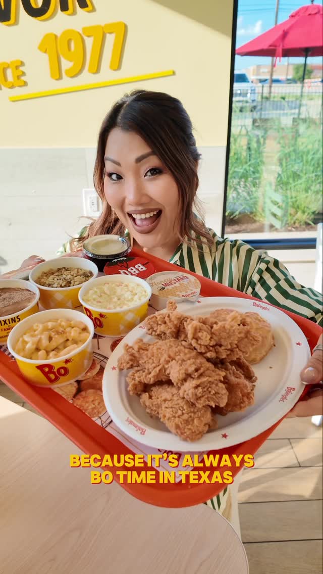 Instagram post by @chinalatinadfw for Bojangles. Caption reads: Because it’s ALWAYS Bo Time in Texas 🤠🍗....