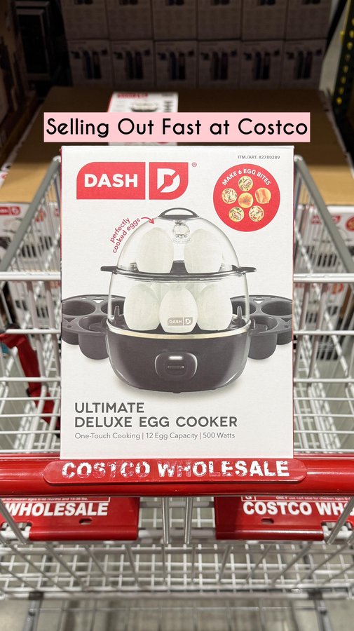 Instagram post by an influencer for DASH. Caption reads: Eggciting news! @bydash Ultimate Deluxe Egg Cooker....