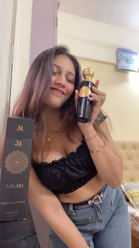 Instagram post by @poorvvaa30 for La'French Perfume. Caption reads: Divine luxury in a bottle! @lafrenchperfumes Go....