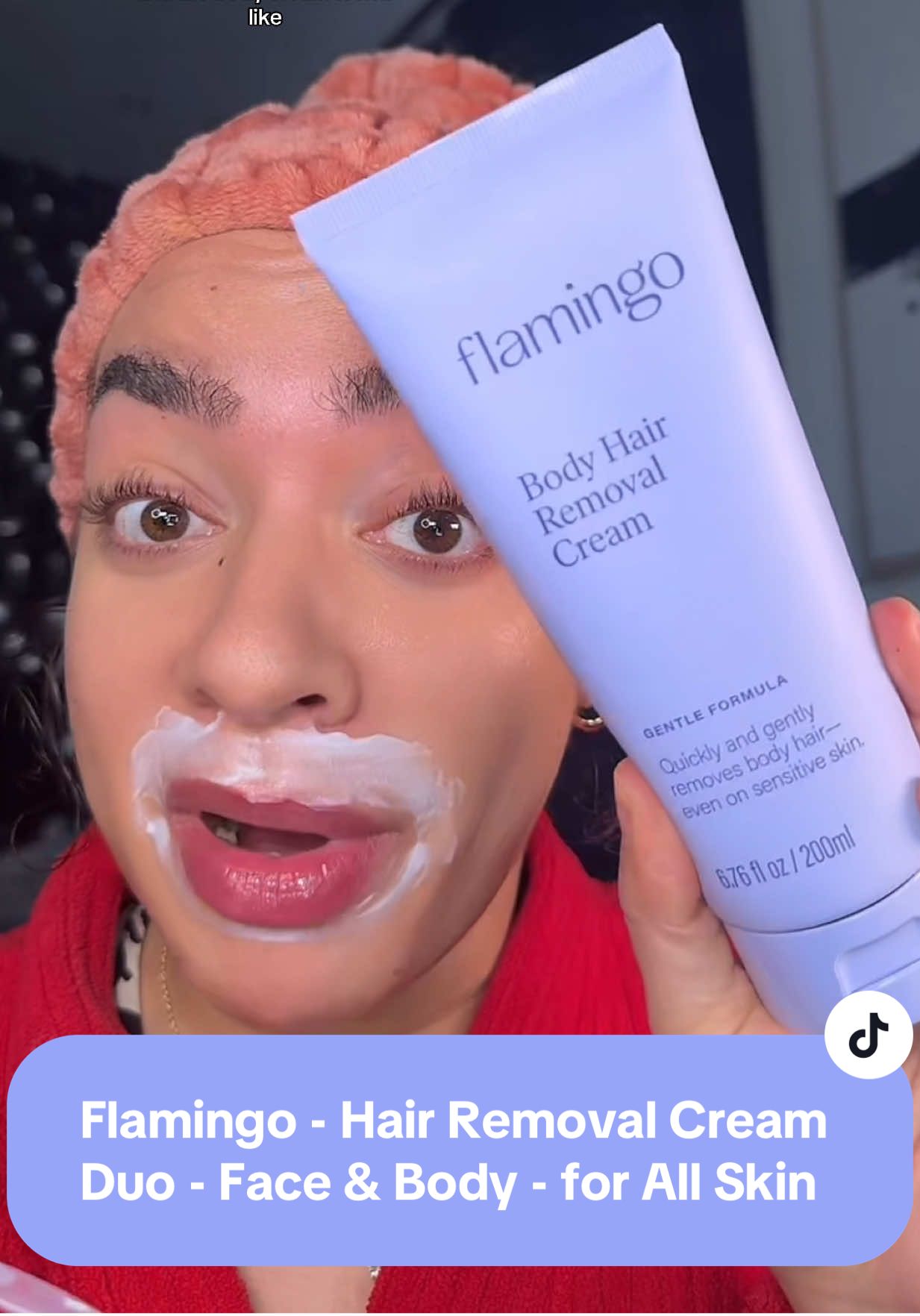 TikTok post by @leeleesfavfinds for Flamingo. Caption reads: [...] in 5 mins?! No razor, no bumps 😮‍💨....