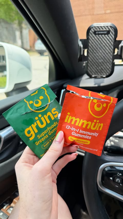 Instagram post by @morganleahmiller for Grüns. Caption reads: [...] incorporate better habits. Not only do Grüns....