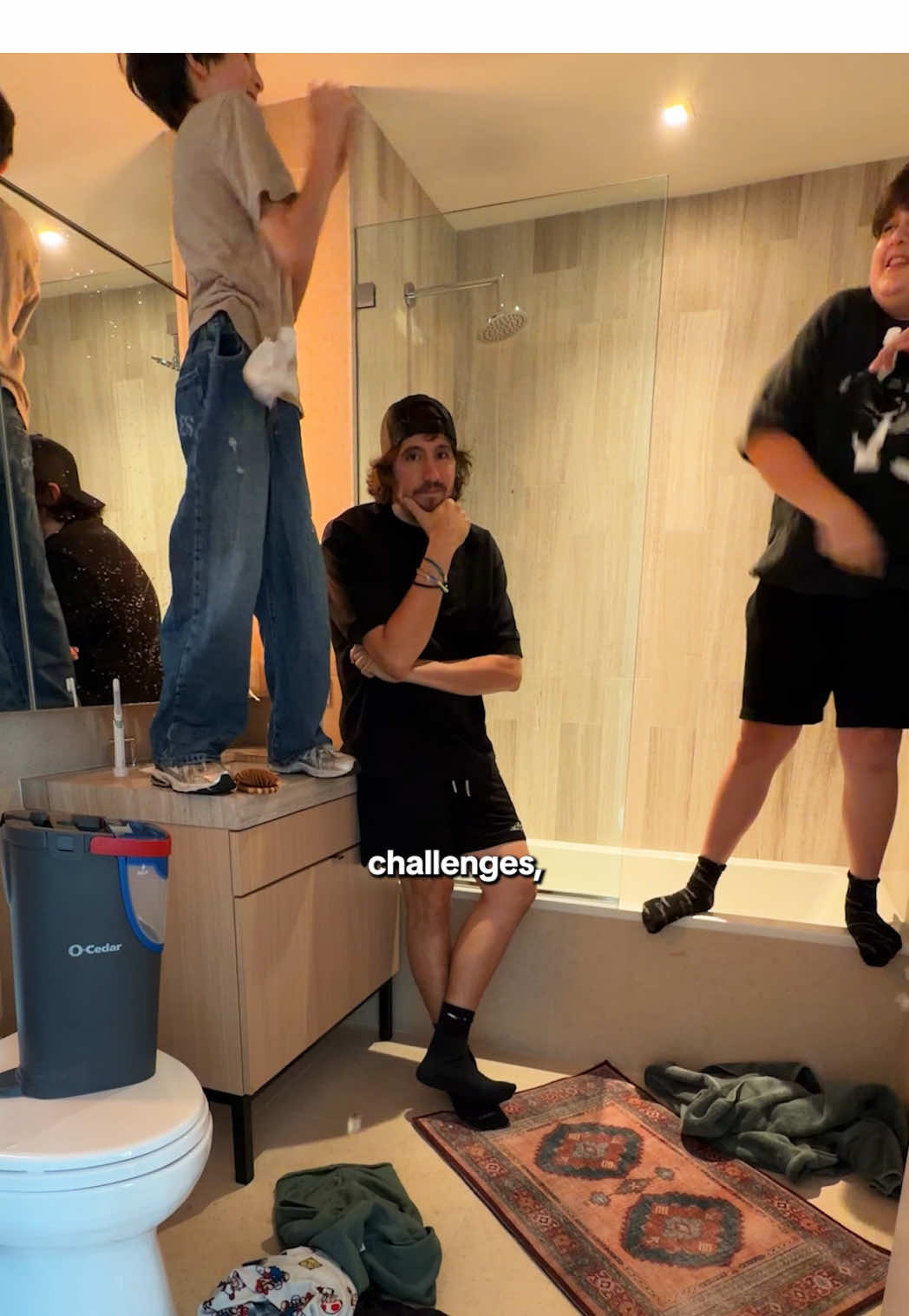 TikTok post by @adrianvvlogs for O-Cedar. Caption reads: #ad The @O-Cedar H2prO Flat Mop is a game-changer....