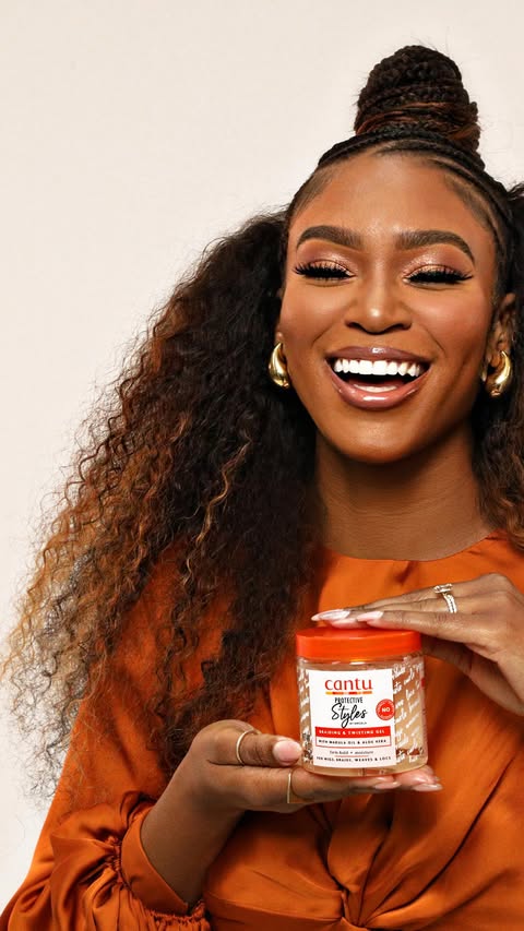 Instagram post by @angelacstyles for Cantu Beauty. Caption reads: [...] my Protective styles collection with....