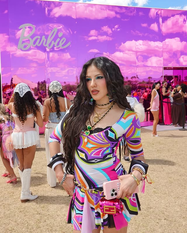 Instagram post by @benulus for Barbie. Caption reads: 🌴💖 It's festival season & @barbie knows how to....