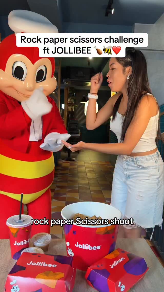 Instagram post by @angelina.pj for Jollibee. Caption reads: Back with my JolliBAE having Chickenjoy 🤤🐝❤️....