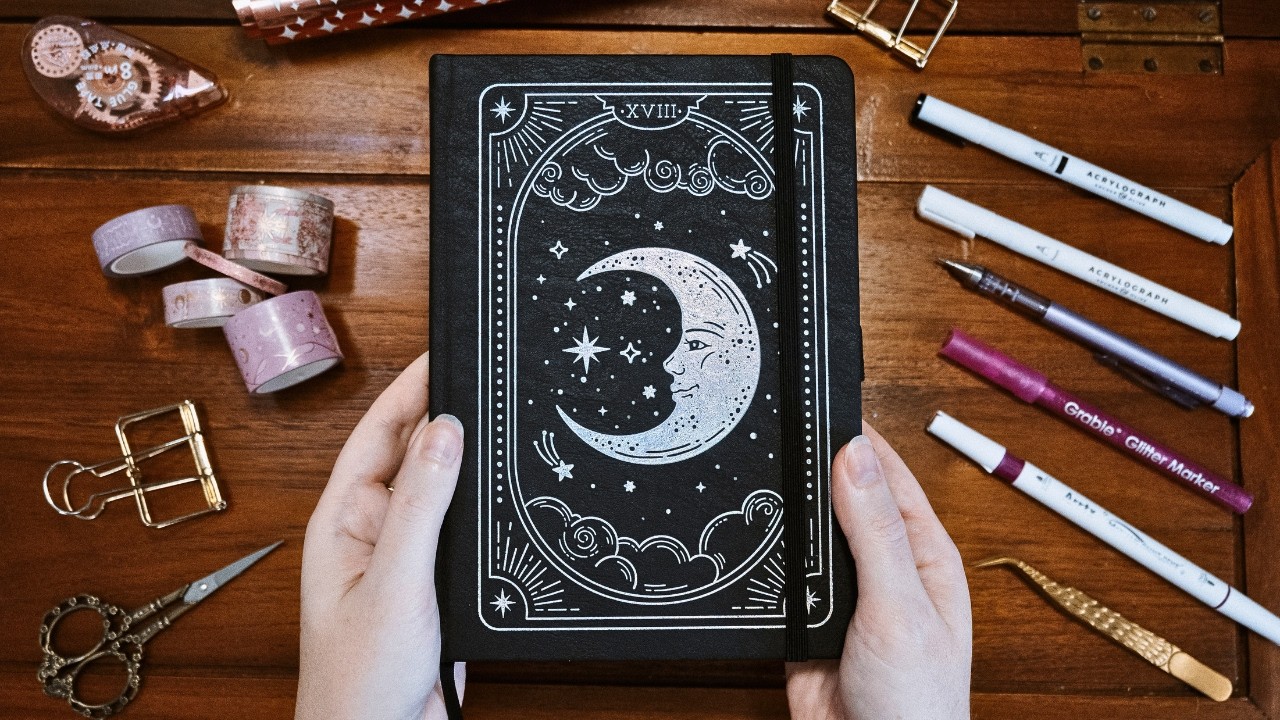 YouTube post by @ErinSmith for Leroy’s Blend. Caption reads: 2026 Midyear Bullet Journal Set Up on BLACK PAGES....