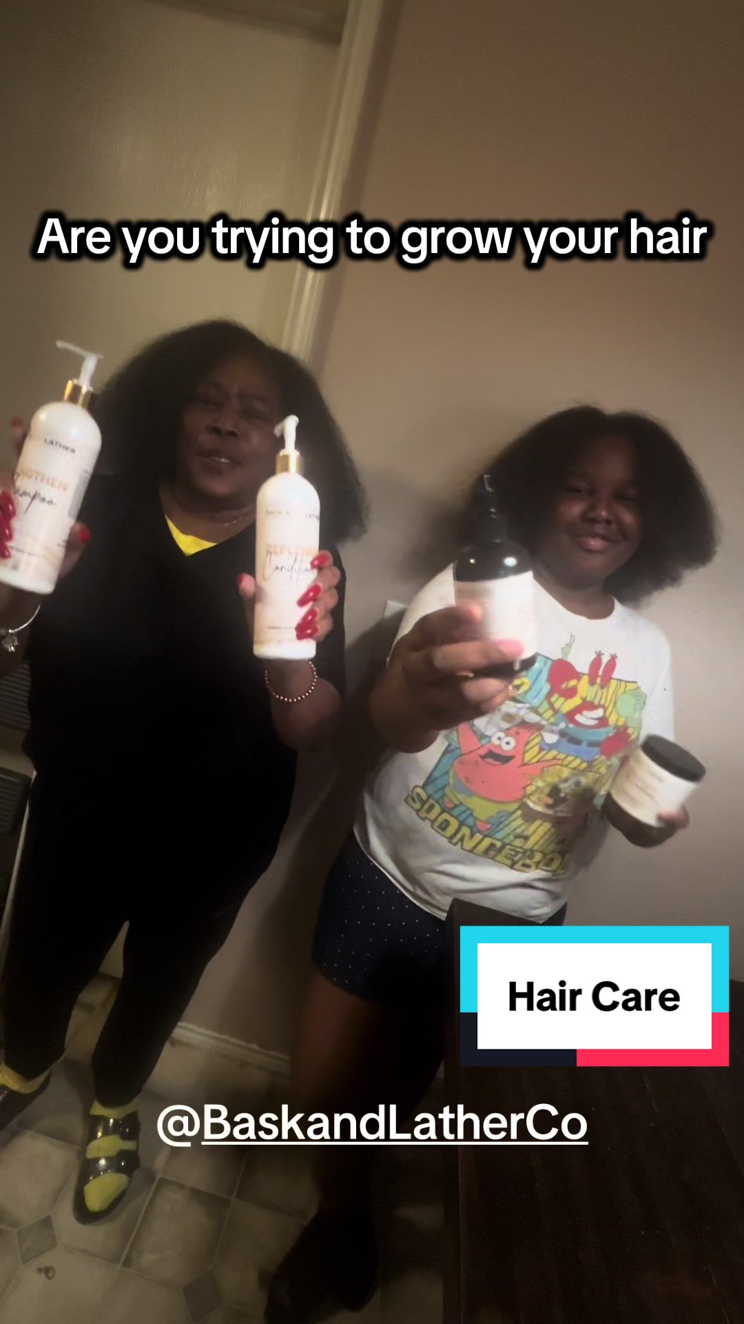 TikTok post by @brit_bratb35 for Bask and Lather Co. Caption reads: These are the products that have grew their....