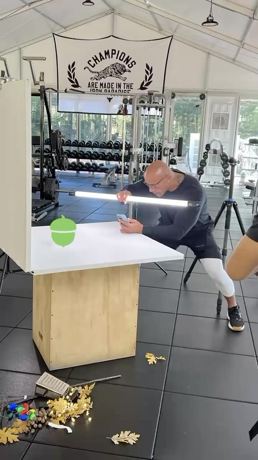 Instagram post by @therock for Acorns. Caption reads: [...] the people…👀😁 More to come, on 11/13.....