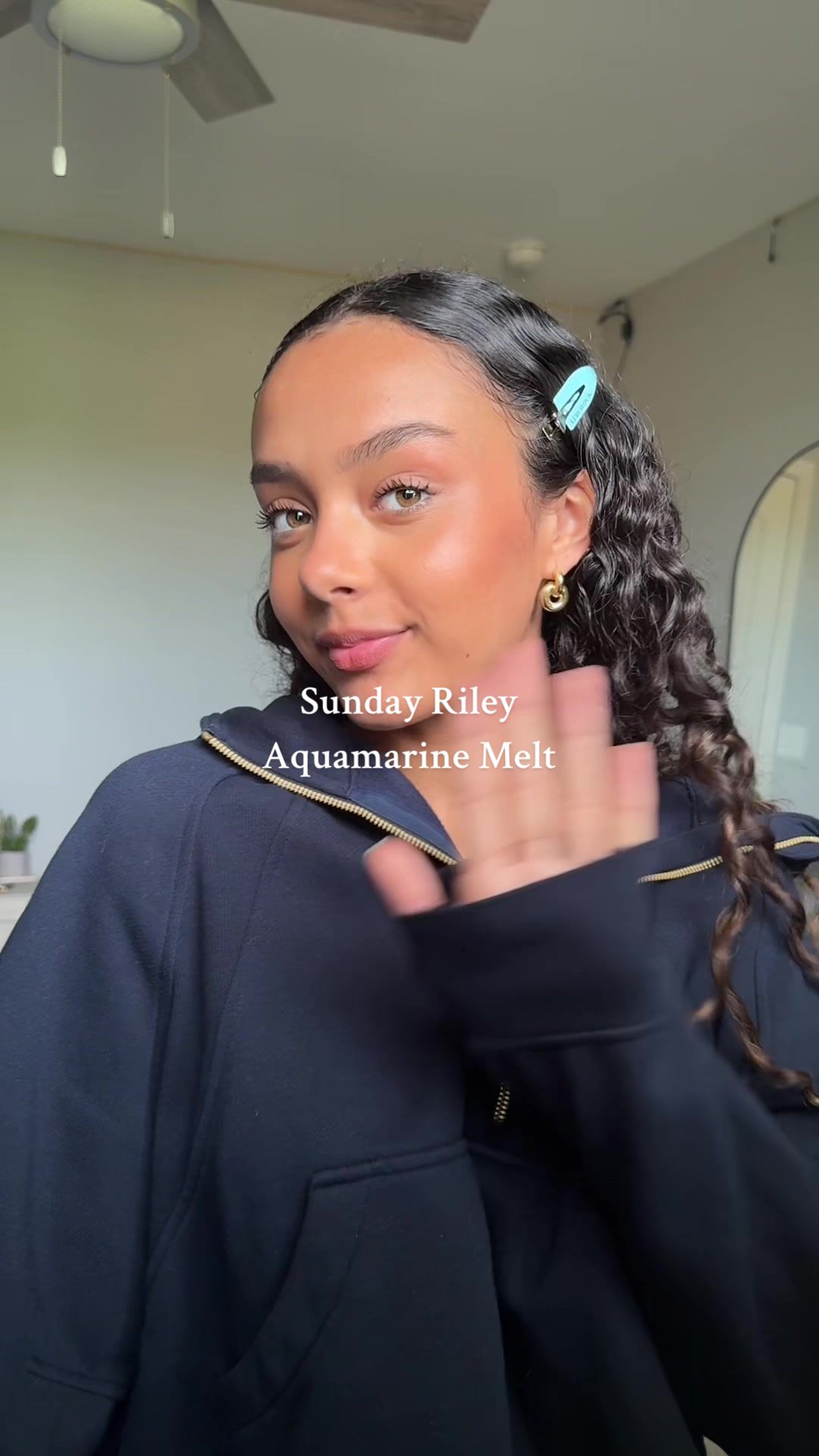 TikTok post by @hallie.ganga for Sunday Riley. Caption reads: This product is a game changer!🩵 @Sunday Riley....