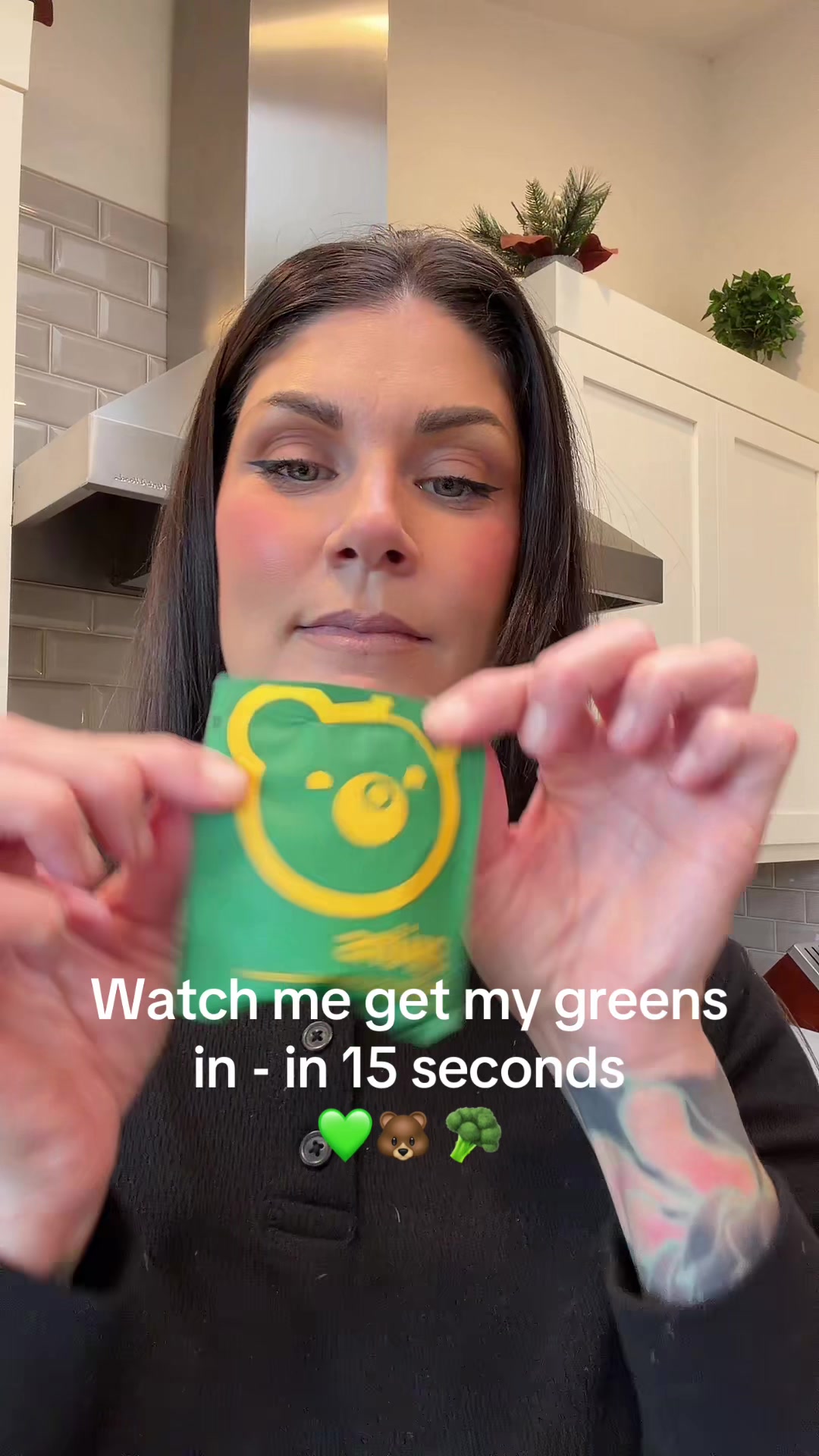 TikTok post by @loveitlala for Grüns. Caption reads: @Grüns for the win! #gruns #greengummybears [...].