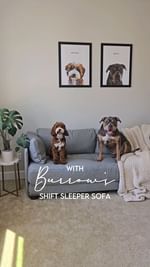 Instagram post by @lena.noms for Burrow. Caption reads: 🛋 TRANSFORM MY OFFICE / GUEST ROOM with @burrow....