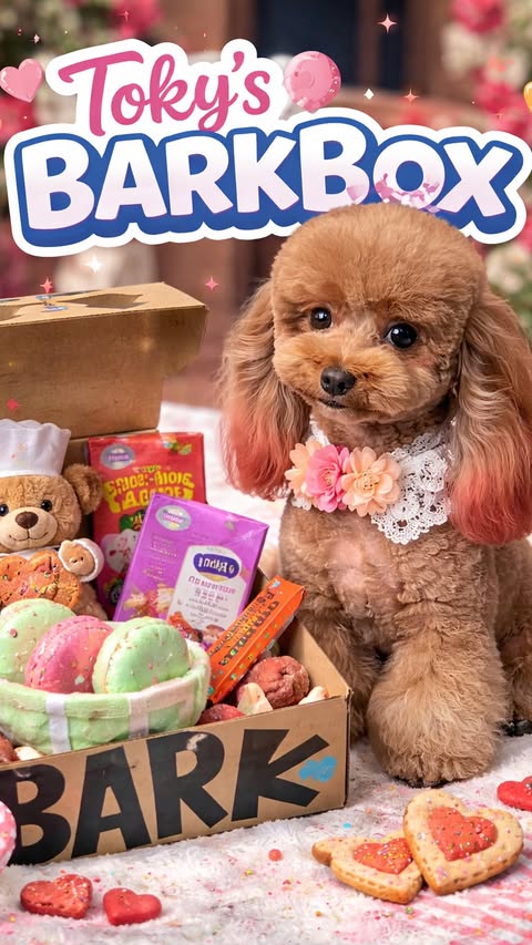 Instagram post by @gleam.vii for BarkBox. Caption reads: [...] living her best life 🐩💖📦 That BarkBox....