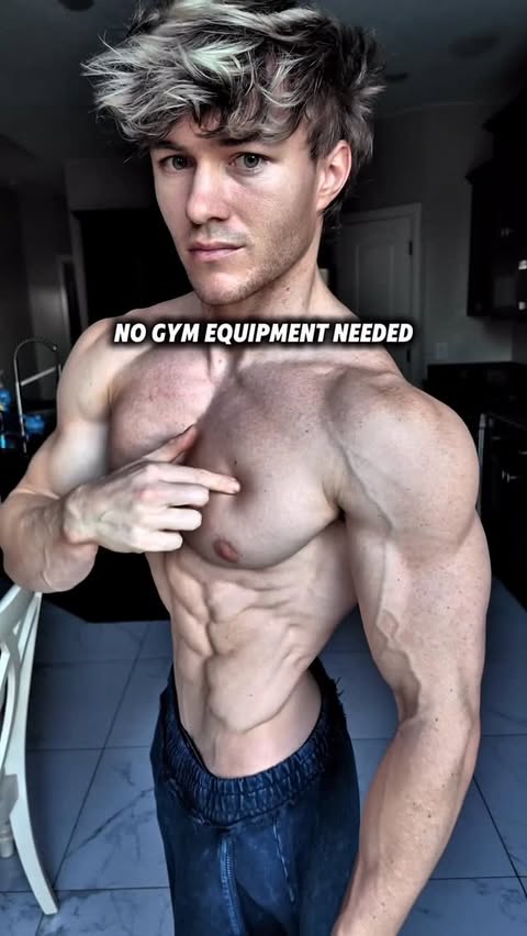 Instagram post by @bjarnson_fitness for C4 Energy. Caption reads: Full at-home chest workout, no equipment needed....