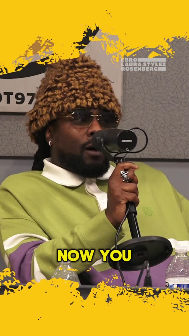 Instagram post by @oldmanebro for HOT 97. Caption reads: Wale checks Ebro on Lil Uzi Vert’s rockstar....