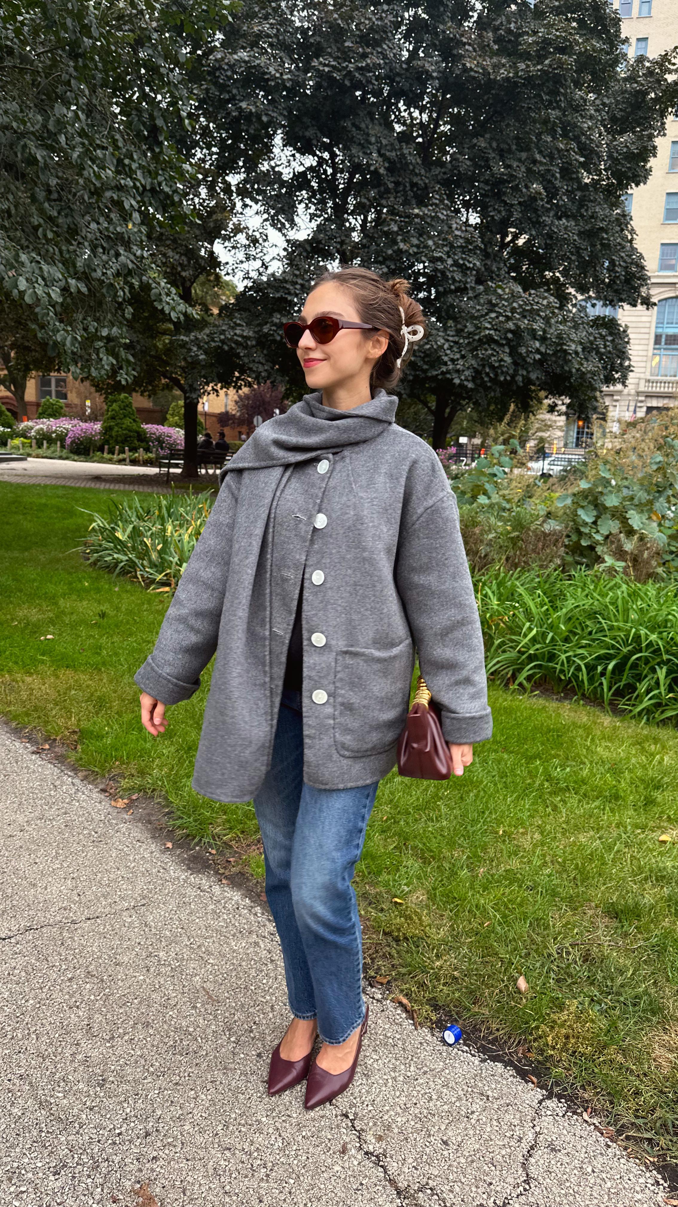 Instagram post by @cityofseams for Mood Fabrics. Caption reads: [...] wool cashmere double face fabric from....