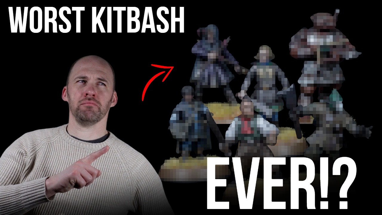 YouTube post by @PeachyTips for The Army Painter. Caption reads: I Regret Letting My Mates Design These Heroes.