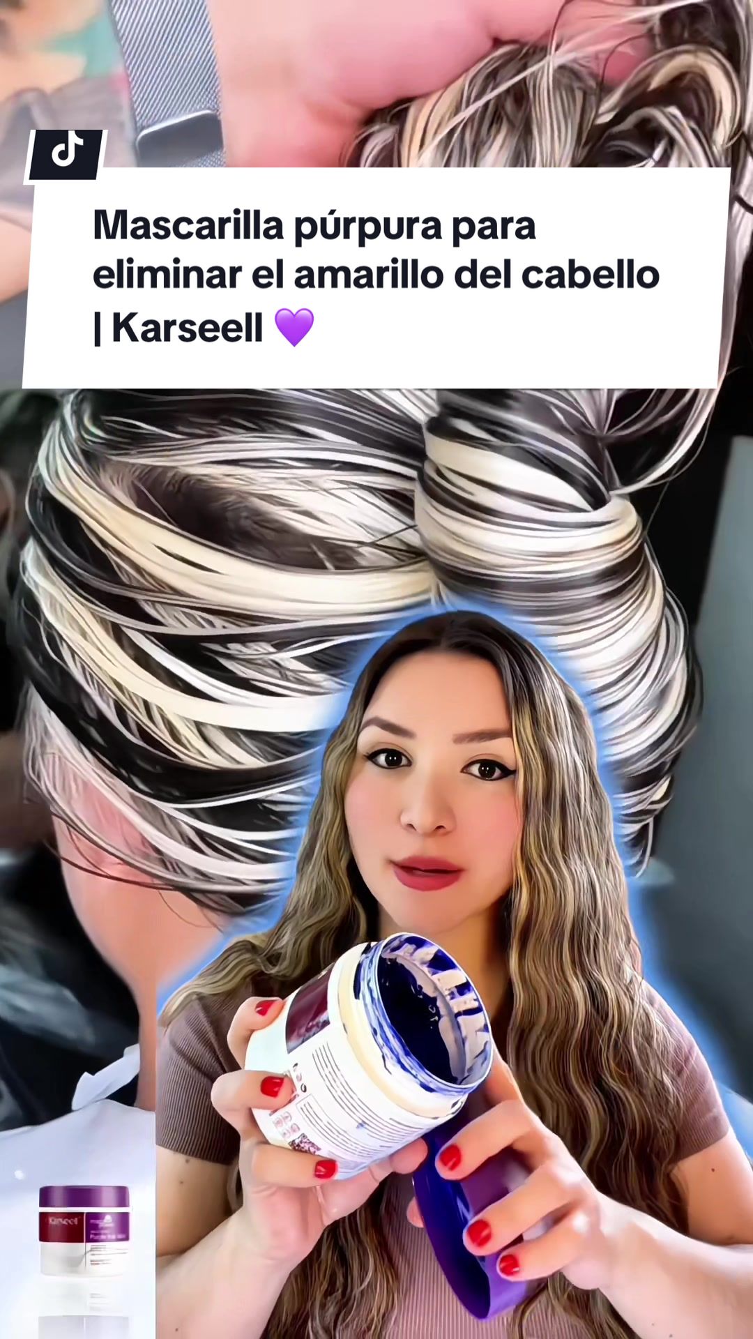 TikTok post by @isamarin_ugc for Karseell Official. Caption reads: [...] 💜 Karseell purple hair mask @Karseell....