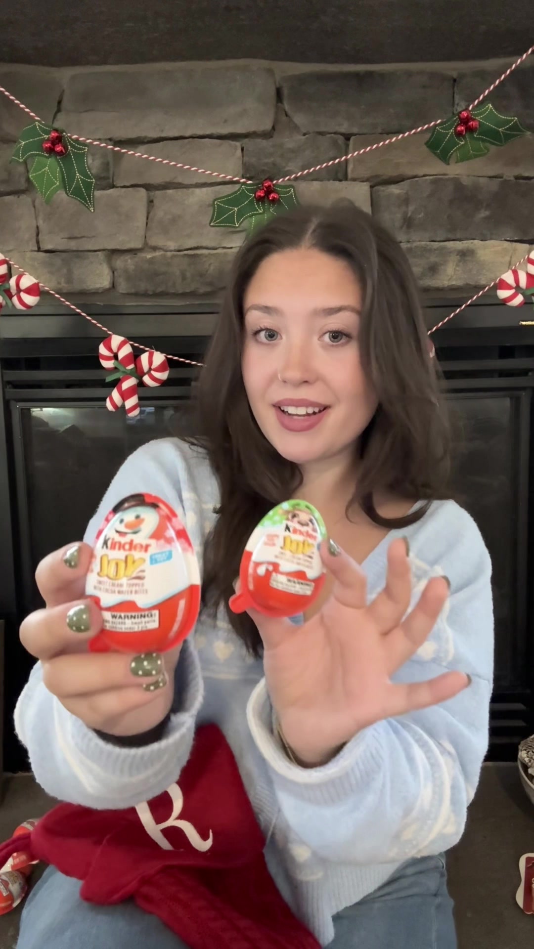 TikTok post by @addie_mccracken123 for Kinder. Caption reads: [...] excited for the holidays🎅🏼🎄thank you....