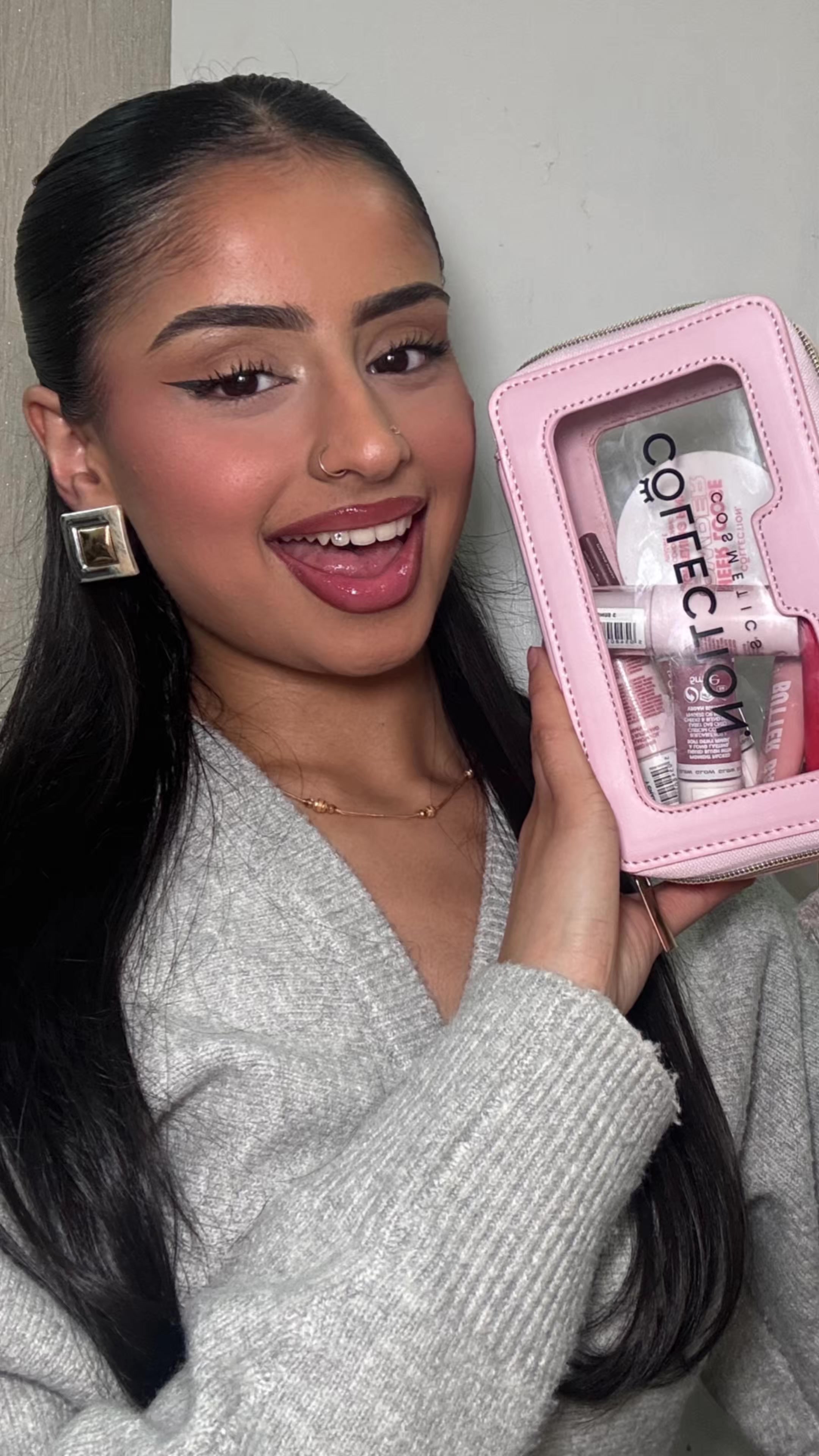 TikTok post by @kaynatt.m for Collection Cosmetics. Caption reads: [...] everyday makeup essentials from....