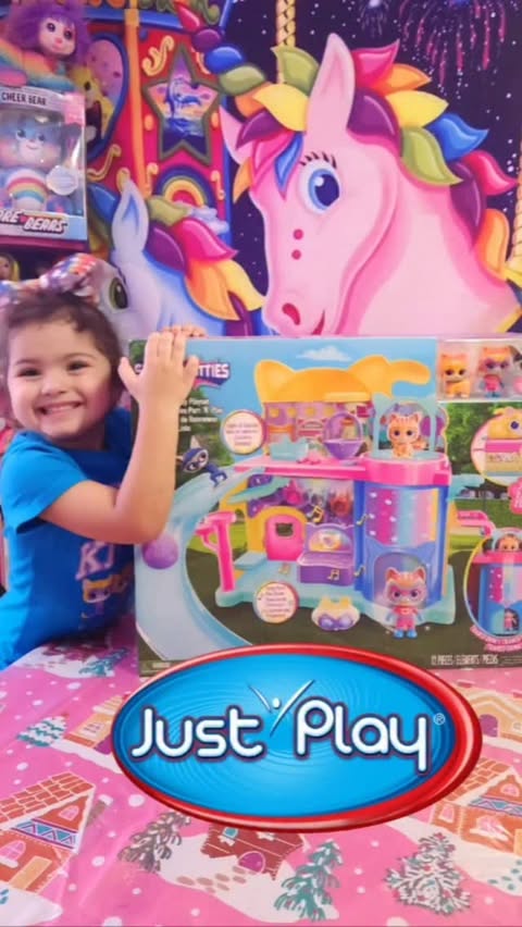 Instagram post by @therainbowfamilyfun for Just Play. Caption reads: Get ready for SUPER playtime! 😺💥 The Disney....