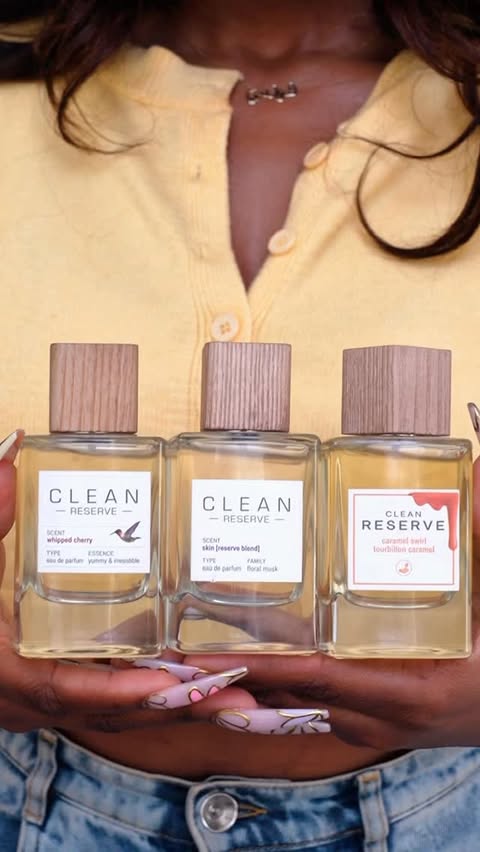 Instagram post by @funmimonet for CLEAN BEAUTY COLLECTIVE. Caption reads: The way these @cleanreserveperfume scents layer....