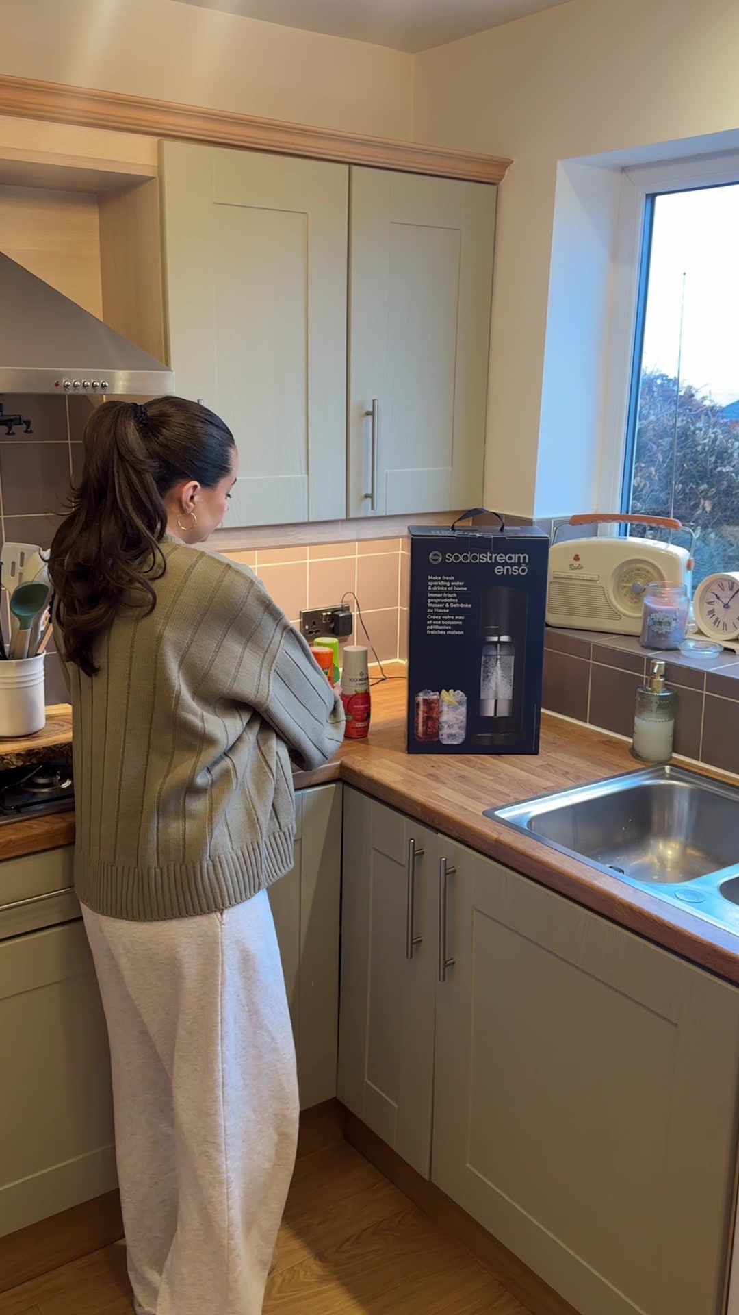 TikTok post by @georgiabeecroft for SodaStream. Caption reads: treating myself before baby arrives to a....