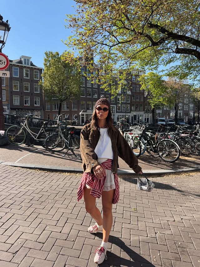 Instagram post by @capucinerqllrt for Victoria Shoes. Caption reads: spring in Amsterdam with @victoria_shoes 🌞💖 -....
