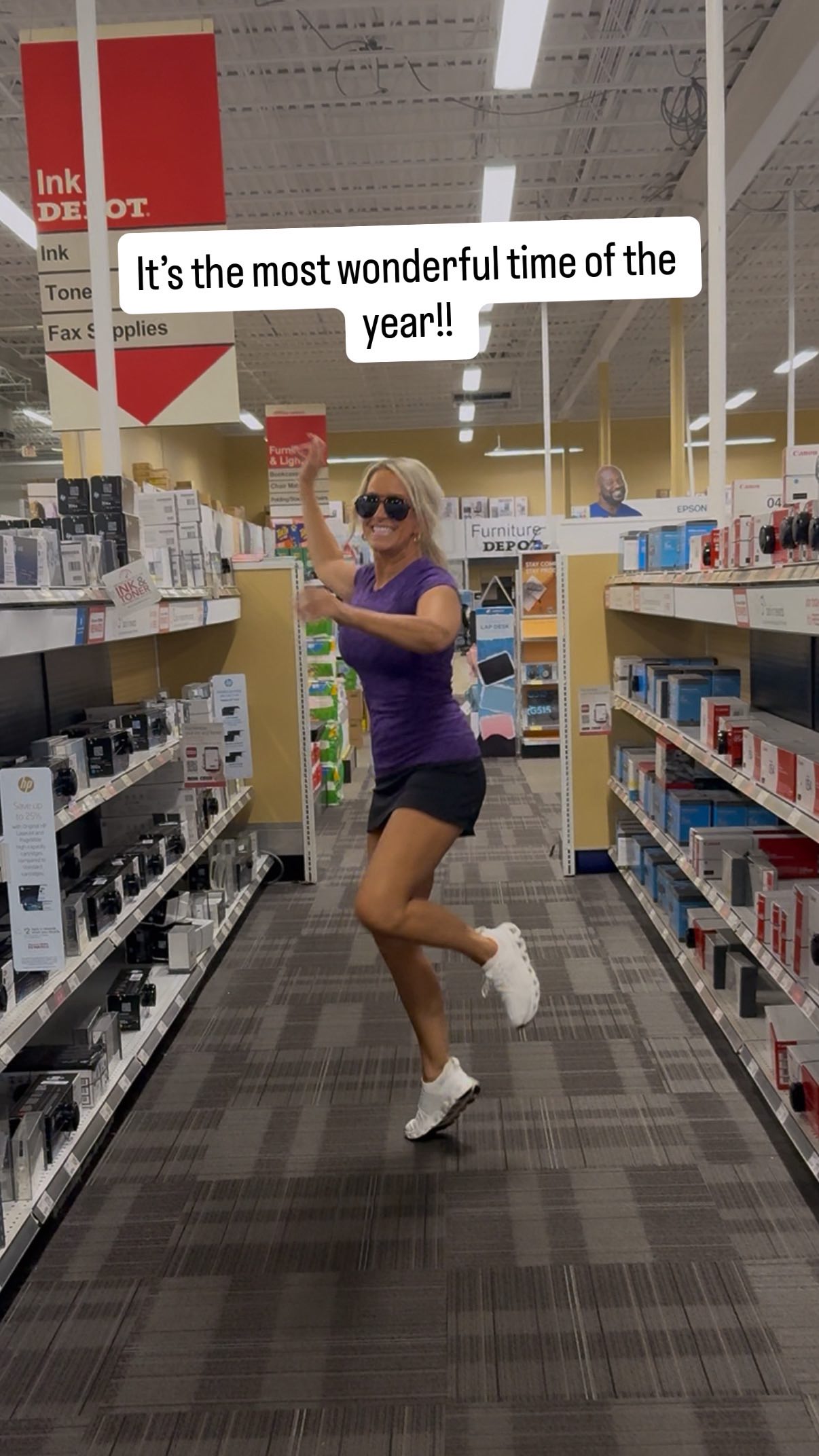 Instagram post by @meghanthetrainerofficial for Office Depot. Caption reads: This has now become a tradition… I couldn’t let....