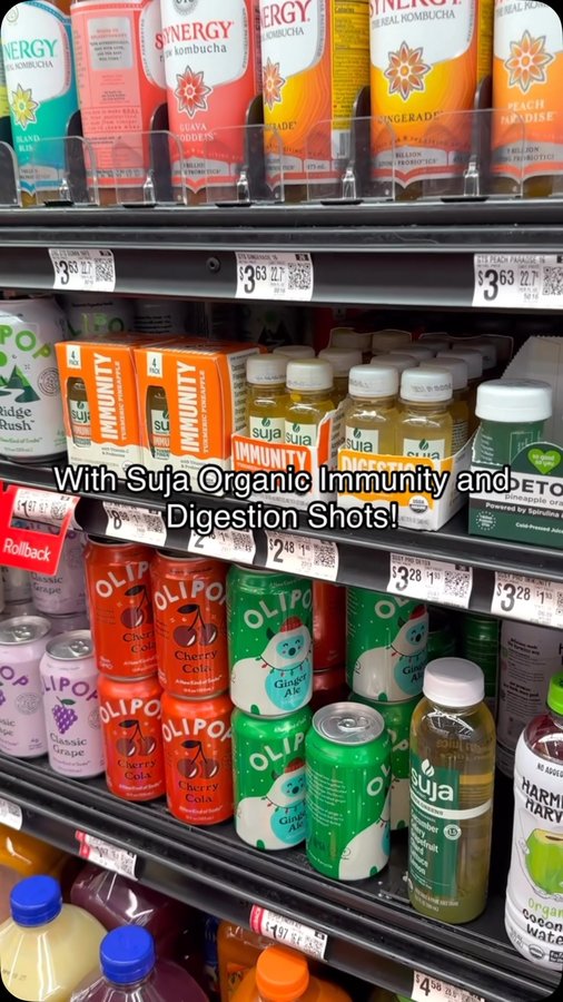 Instagram post by @walmartbargains for Suja Organic. Caption reads: We always keep Suja Organic Immunity and....