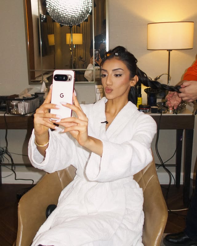 Instagram post by @tamkaur for Google Pixel. Caption reads: [...] bits from #TheFashionAwards with....