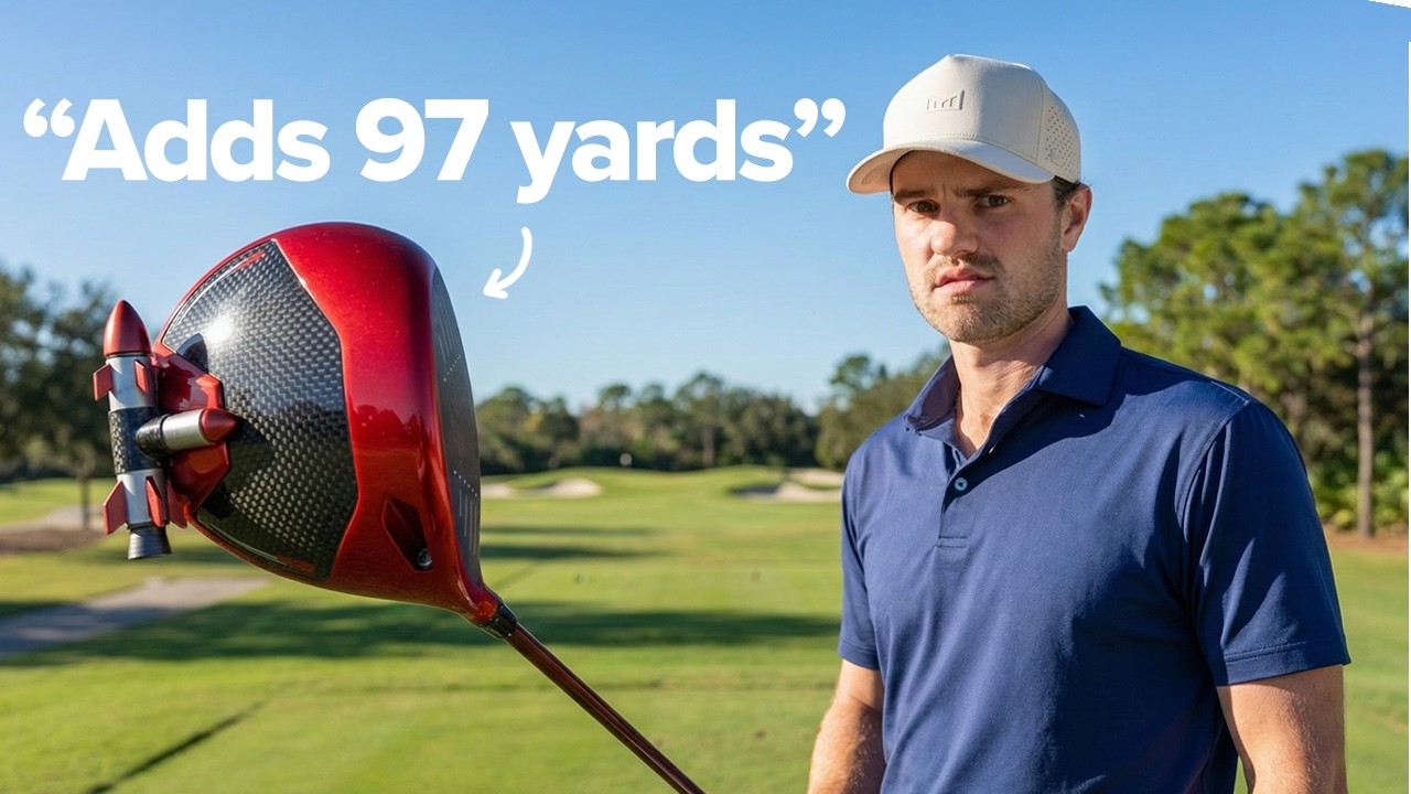 YouTube post by @JoshMayerGolf for Takomo Golf. Caption reads: I Tested Ridiculous Golf Product Claims.