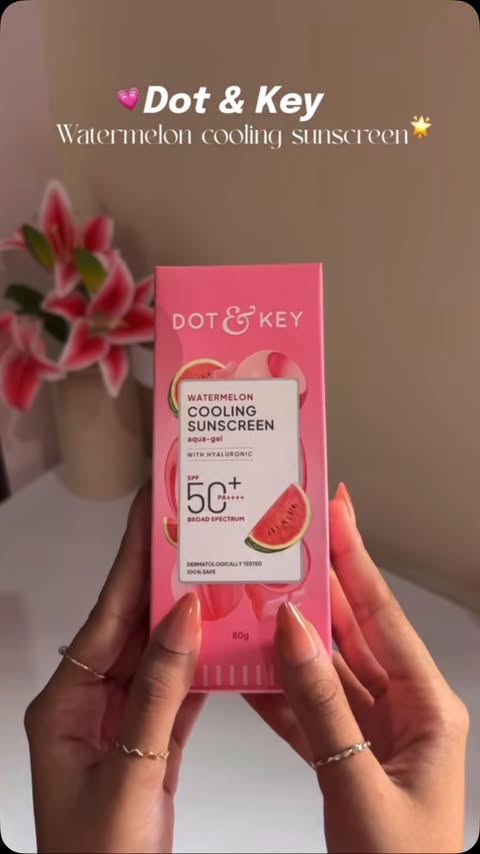 Instagram post by @_.that._.girl.____ for Dot & Key Skincare. Caption reads: A little watermelon, a lot of cooling, and SPF....