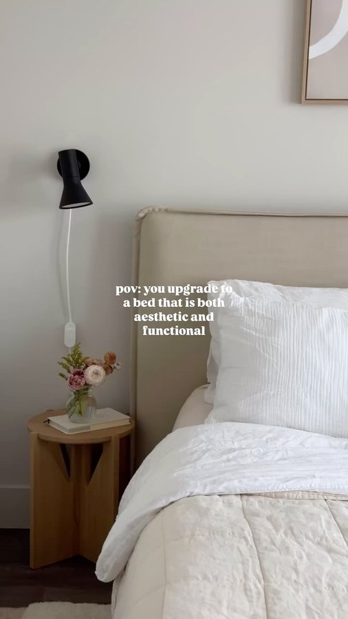 Instagram post by @thismodernstyle for Sixpenny. Caption reads: bedroom makeover 🤍 with @sixpennyhome, featuring....