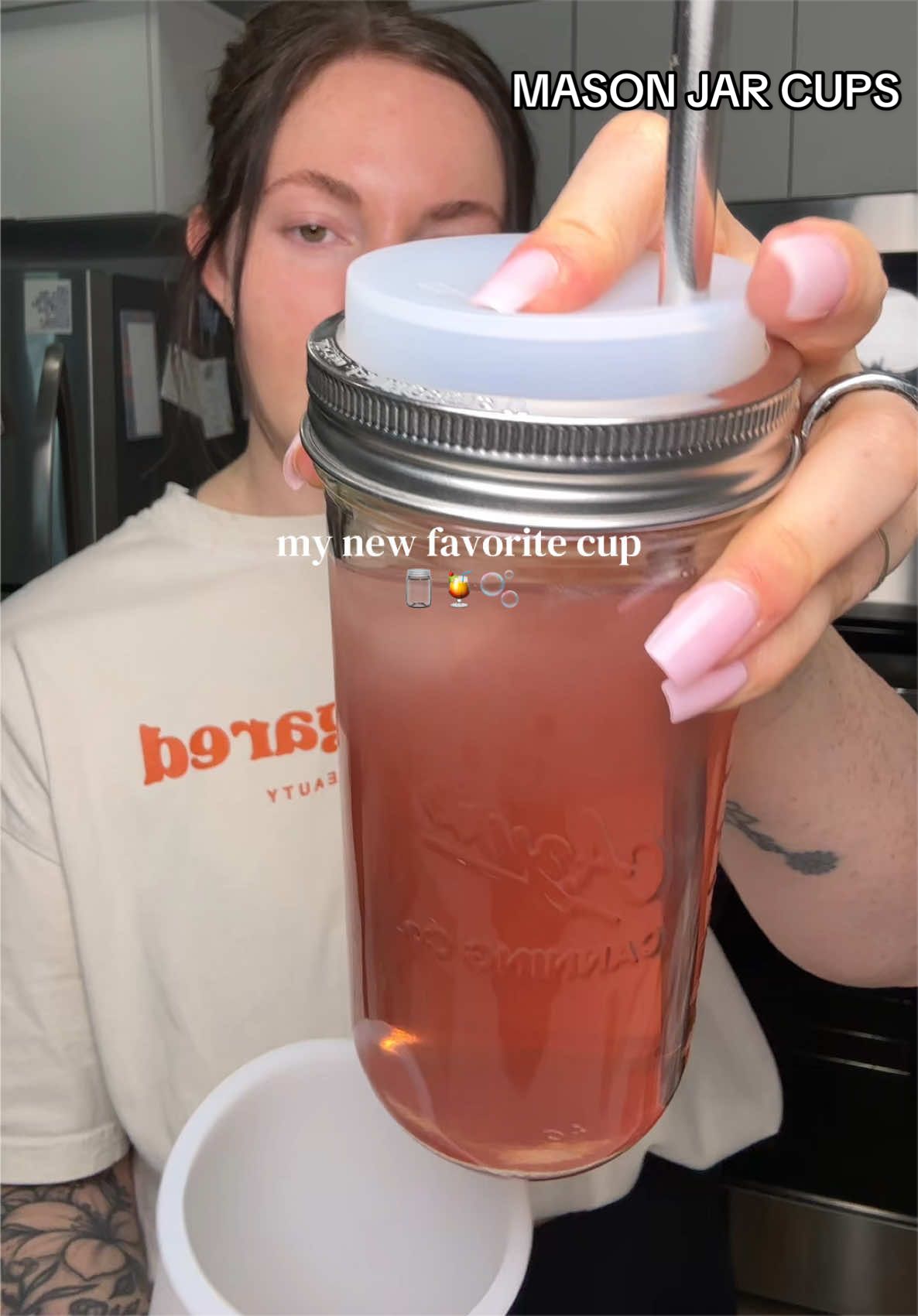 TikTok post by @jordanc.ragan for Mason Jar Lifestyle. Caption reads: [...] to glass/stainless steel @Mason Jar....
