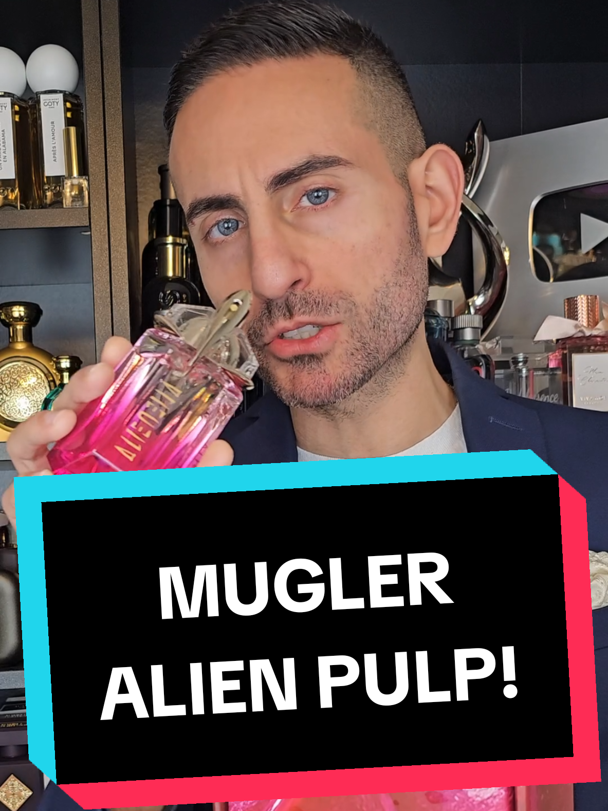 TikTok post by @redolessence for Mugler. Caption reads: Mugler Alien Pulp perfume review! @Mugler  [...].